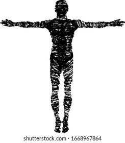 Silhouette icon of a man spread-eagle. Vector illustration.