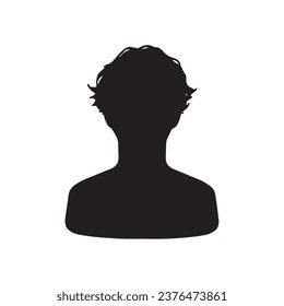 Silhouette icon of man with wavy hair Black	