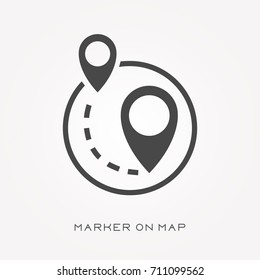 Silhouette icon marker on map