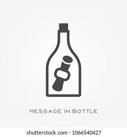 Silhouette icon message in bottle