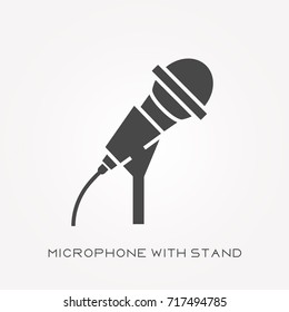 Silhouette icon microphone with stand