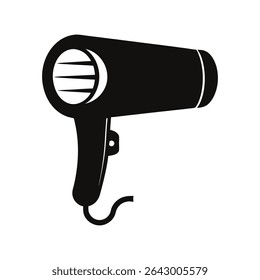 Silhouette Icon of a Modern Hair Dryer Isolated on Clean White Background
