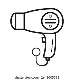 Silhouette Icon of a Modern Hair Dryer Isolated on Clean White Background
