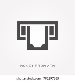 Silhouette icon money from ATM