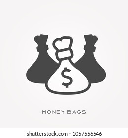 Silhouette icon money bags