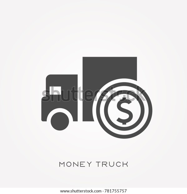 Silhouette icon money\
truck