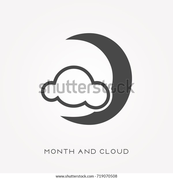 Silhouette icon month and\
cloud