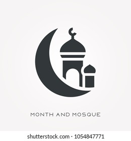 Silhouette icon month and mosque