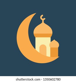 Silhouette icon month and mosque