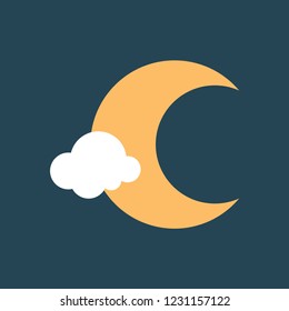 Silhouette icon moon and cloud