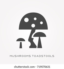 Silhouette icon mushrooms toadstools