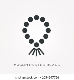 Silhouette icon muslim prayer beads