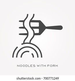 Silhouette icon noodles with fork