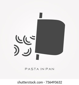 Silhouette icon pasta in pan
