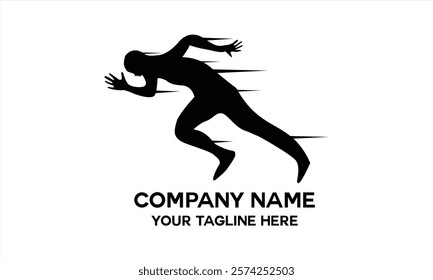 silhouette icon people running logo vector