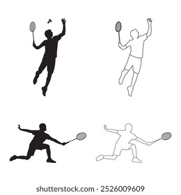 Silhouette Icon of a Person Playing Badminton