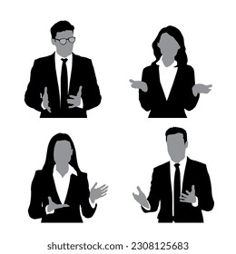 Silhouette icon of a person speaking with gestures