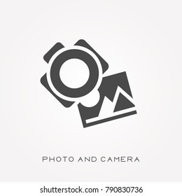 Silhouette icon photo and camera