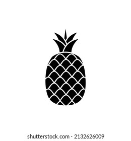 Silhouette icon of pineapple. pineapple icon. Fresh, vitamin, and whole fruit with leaf. Food icon concept isolated vector illustration.