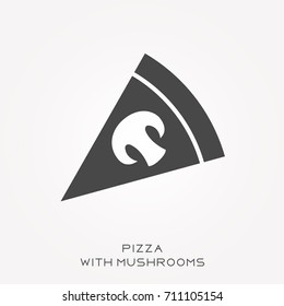 Silhouette icon pizza with mushrooms