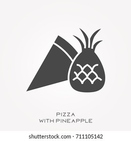 Silhouette icon pizza with pineapple