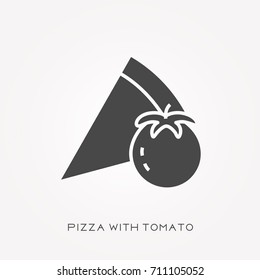 Silhouette icon pizza with tomato