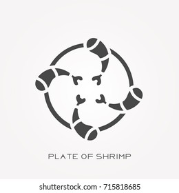 Silhouette icon plate of shrimp