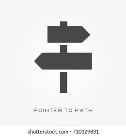 Silhouette icon pointer to path