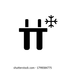 Silhouette icon of Popsicle mold and snowflake. Freezing ice cream on stick in freezer. Black illustration of cooking homemade ice lolly, Eskimo pie. Flat isolated vector pictogram, white background