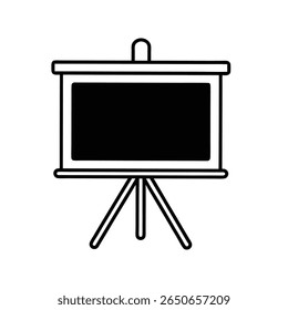Icono de la silueta de un Tablero de presentación mostrado en un fondo blanco
