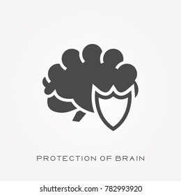 Silhouette icon protection of brain