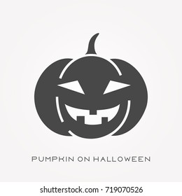 Silhouette icon pumpkin on halloween
