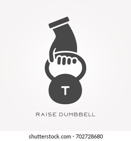 Silhouette icon raise dumbbell