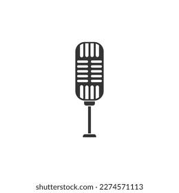 Silhouette icon of retro vintage microphone. Asparagus icon. Fresh, vegetable, green and whole.