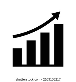 Silhouette icon of a rising graph. Vector.