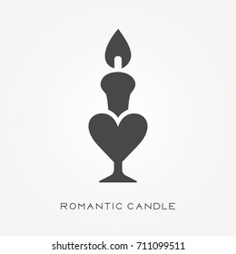 Silhouette icon romantic candle