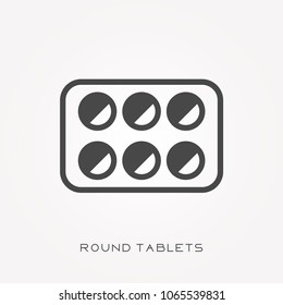 Silhouette icon round tablets