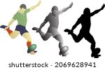 Silhouette icon of rugby player kicking a ball. Vector illustration.