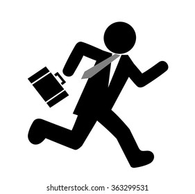 Silhouette icon of the running businessman