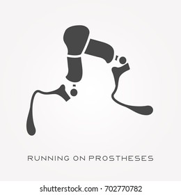 Silhouette icon running on prostheses