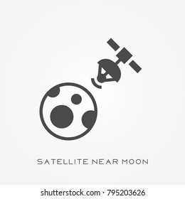 Silhouette icon satellite near moon