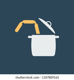 Silhouette icon sausage in saucepan