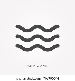 Silhouette icon sea wave