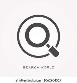 Silhouette icon search world