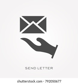 Silhouette icon send letter