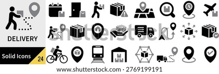Silhouette Icon Set of Delivery in Vector