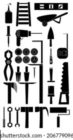 Silhouette icon set of DIY tool vector