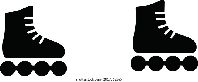 Silhouette icon set illustrating rollerblades for recreation, sport, and lifestyle concepts