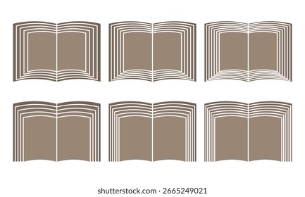 Silhouette icon set related to books