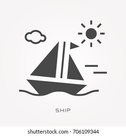 Silhouette icon ship